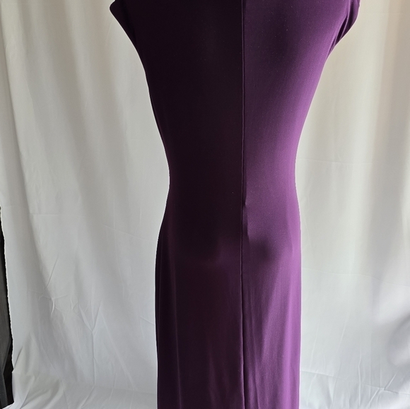 Lauren Ralph Lauren Purple Dress Ruched Waist Cowl Neck Sz 6 Jersey Knit - Picture 5 of 10